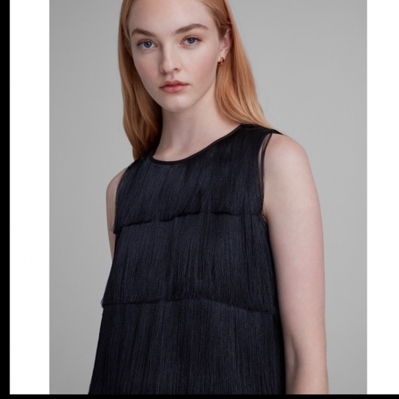 BNWT Club Monaco Black Fringe Top - Picture 3 of 8